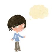 cartoon confused woman with thought bubble N16