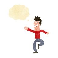 cartoon happy man with thought bubble N83