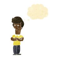 cartoon man with folded arms thought bubble N4