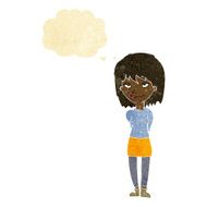 cartoon happy woman with thought bubble N51