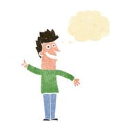 cartoon happy man with thought bubble N84