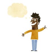 cartoon happy man with thought bubble N86