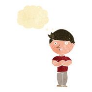 cartoon happy man with thought bubble N87