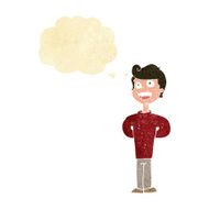 cartoon happy man with thought bubble N88