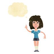 cartoon tough woman with idea thought bubble