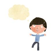 cartoon happy boy with thought bubble N43