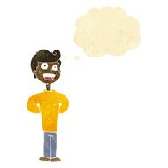 cartoon happy man with thought bubble N90