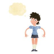 cartoon curious woman with thought bubble N9