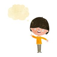 cartoon happy boy with thought bubble N44