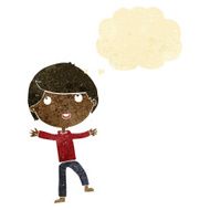 cartoon happy boy with thought bubble N45