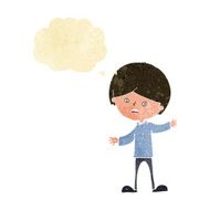 cartoon unhappy boy with thought bubble N10