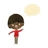cartoon happy boy with thought bubble N46