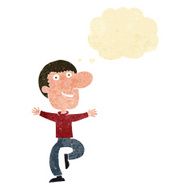 cartoon happy man with thought bubble N91