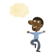 cartoon happy man with thought bubble N92