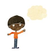 cartoon happy boy with thought bubble N48