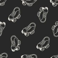 doodle roller skates seamless pattern background N2