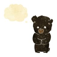 cute cartoon black bear with thought bubble N15