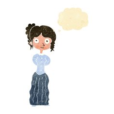cartoon happy woman with thought bubble N16
