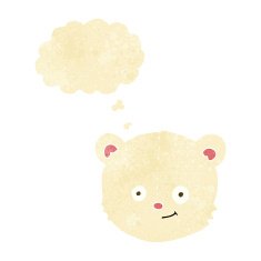 cartoon polar bear head with thought bubble N2