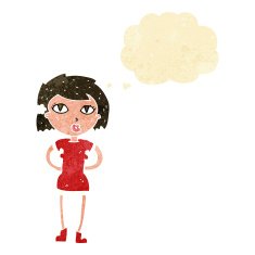 cartoon woman with thought bubble N4