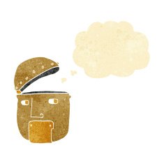 cartoon robot head with thought bubble N5