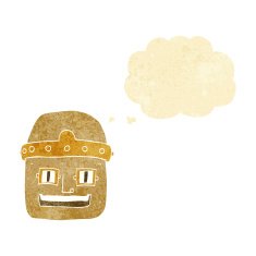 cartoon robot head with thought bubble N6