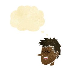 cartoon happy boy face with thought bubble N2