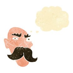 cartoon angry old man with thought bubble N10