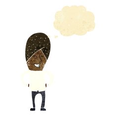 cartoon happy man with thought bubble N40
