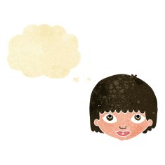 cartoon female face with thought bubble N11