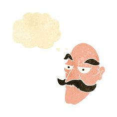 cartoon old man face with thought bubble N2