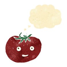 cartoon tomato with thought bubble N5
