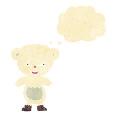 cartoon polar bear cub with thought bubble N4