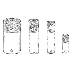 Vector Set of Sketch Batteries - C AA AAA A23