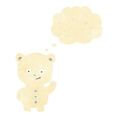 cartoon polar bear cub with thought bubble N6