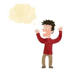 cartoon excited man with thought bubble N4