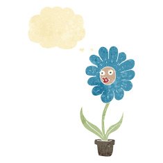 cartoon flower with thought bubble