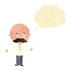 cartoon man with mustache thought bubble N10