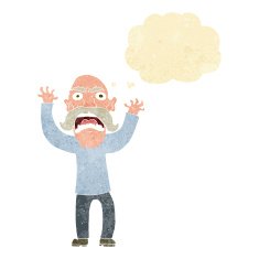 cartoon angry old man with thought bubble N13