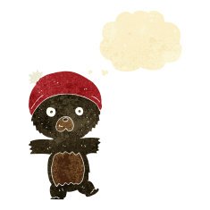 cartoon cute black bear with thought bubble N3