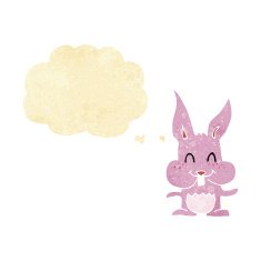 cartoon rabbit with thought bubble