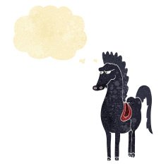 cartoon horse with thought bubble