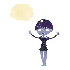 cartoon vampire girl with thought bubble N15