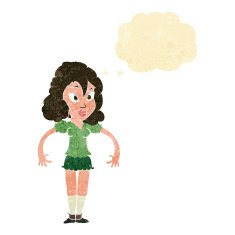 cartoon pretty woman with thought bubble N16