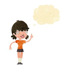 cartoon woman with idea thought bubble N17