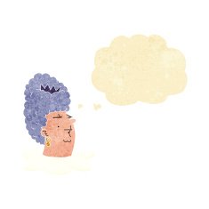 cartoon queen's head with thought bubble N2