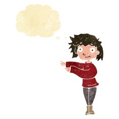 cartoon dancing woman with thought bubble N3