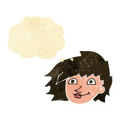 cartoon female face with thought bubble N13