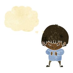 cartoon shy boy with thought bubble N2