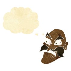 cartoon angry old man with thought bubble N16
